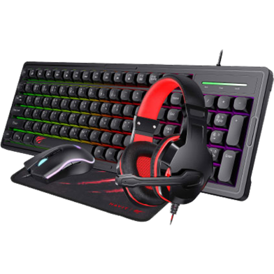 HAVIT KB894CM USB Keyboard, Mouse, Mousepad And Headphone 4 in 1 Combo image