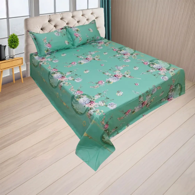 HOMETEX Ornamental Mirror Acqua Bed Sheet - VIPK1079 image