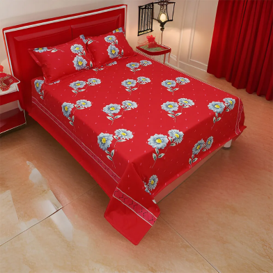 HOMETEX Red Daisy Bed Sheet - HTK10064 image