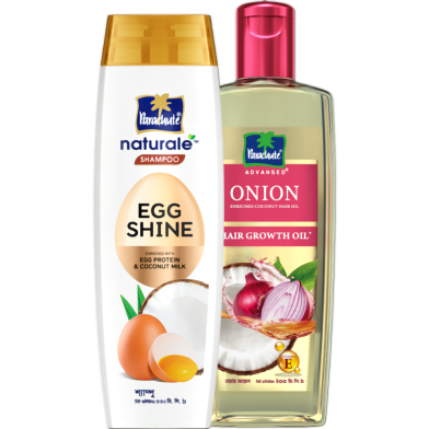 Hair Care Bundle Parachute Naturale Shampoo Egg Shine 320ml Onion Coconut Hair Growth Oil 200ml image