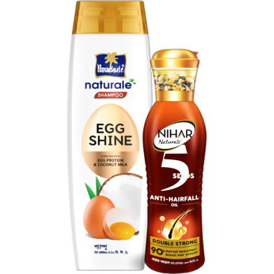 Hair Care Bundle Parachute Shampoo 330ml Nihar 5 Seeds Oil 200ml image