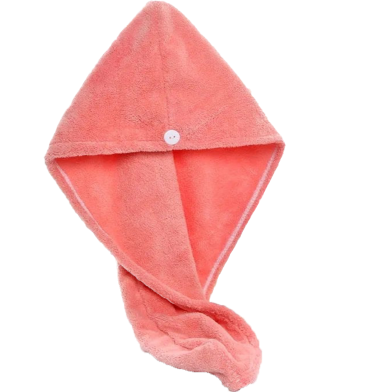Hair Drying Towel Button Bath Head Turban Hair Towel Wrap -1Pcs image