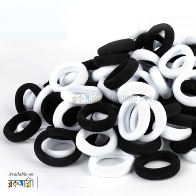 Hair Holder Tie Soft Elastic Rubber Bands Braiding For Kids And Girls And Women Pack Of 20 White And Black image
