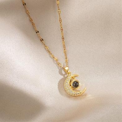 Half Moon Pendant Necklace Elegant Clavicle Chain Titanium Steel Ladies Jewelry image