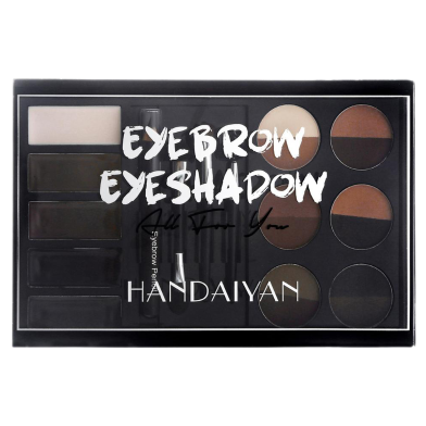 Handaiyan 12 Colors Eyebrow Powder 5 Colors Eyebrow Cream Palette With Eyebrow Pencil Brush Cards Waterproof Makeup Kit image