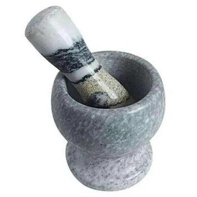 Handheld Marble Mortar and Pestle Set - Grey image