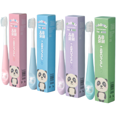 HaoNiu Children's Soft Hair Toothbrush 3-12 Years Old Cartoon Panda Toothbrush image