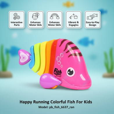 Happy Running Colorful Fish For Kids | Interactive Baby Toy With Moving Parts | Easy-To-Play Fun For Children | Enhance Motor Skills And Entertainment | Engaging Baby Toys (pb_fish_6637_ran) Random Color - 280964840 Slide 2