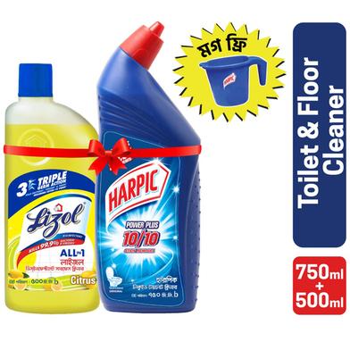 Harpic Toilet And Lizol Citrus Double Surokkha Free Mug image
