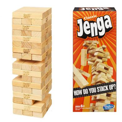 Hasbro Classic Jenga Stack Crashing Game How Will You Stack Up Against The Law Of Gravity -297070844 image