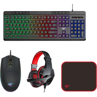 Havit KB907CM Gaming Wired Keyboard, Mouse, Headphone, Mousepad Combo (4 in 1) image