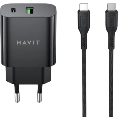Havit ST926 USB Charger with USB-C to USB-C Charging and Data Cable image