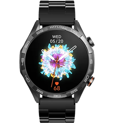 Haylou Solar 5 1.58 Inch AMOLED Display BT Calling Smart Watch ( Metallic Plus Silicone ) Strap- Black image