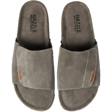 Hazzle Bridgestone Gray Suede Leather Sandal Premium Stylish Design image