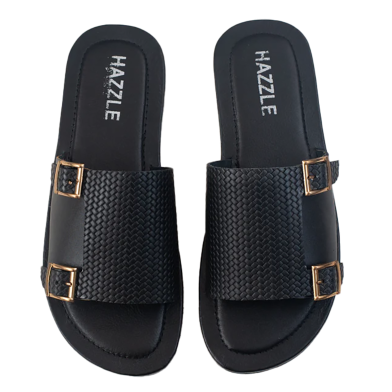 Hazzle Posh Dice Black Dice Leather Sandal Premium Stylish Design image