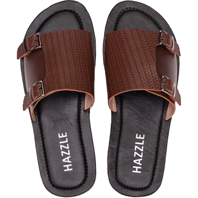 Hazzle Posh Dice Chocolate Dice Leather Sandal Premium Stylish Design image