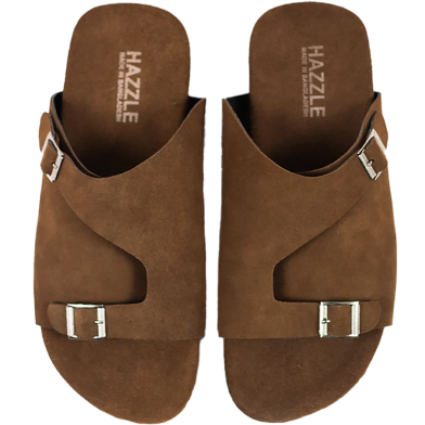 Hazzle Premium Suede Sandal Double Belt Brown Stylish Design image