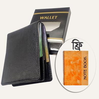 Hearts Leather Money Bag - Black (Double Chamber) With Foiled Notebook FREE image