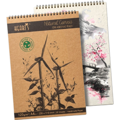 Hearts Natural Canvas Drawing Pad A4 – 120 GSM Handmade Paper image