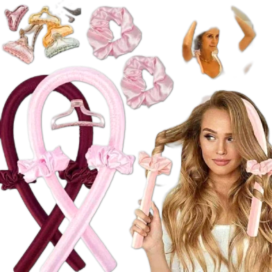 Heatless Hair Curler Headband for Comfortable Overnight Curls, No Damage Silk Ribbon Rollers, Easy to Use Long Hair Styling image