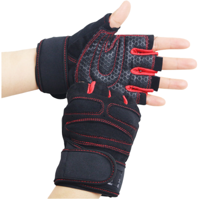 Heavy Fabric Open Padded Half Gym Gloves With Belt image