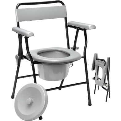 Heavy Stainless Steel Folding Commode Toilet Chair image
