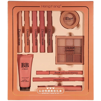 HengFang Makeup BB Cream Liquid Eyeliner Eyebrow Pencil Mascara Lipstick Eyeshadow Blush Powder Cosmetics full set Gift Box image