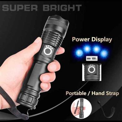 High Lumens LED XHP50 Tactical Flashlights with Rechargeable Battery Waterproof Zoomable Super Bright Torch Light Slide 2