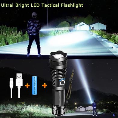 High Lumens LED XHP50 Tactical Flashlights with Rechargeable Battery Waterproof Zoomable Super Bright Torch Light Slide 4