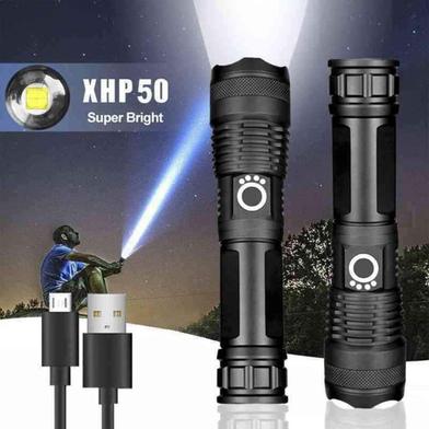 High Lumens LED XHP50 Tactical Flashlights with Rechargeable Battery Waterproof Zoomable Super Bright Torch Light Slide 3