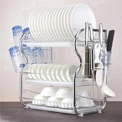 High-Quality 3 Layer Kitchen Rack - Silver - Organize Your Kitchen With This Sturdy And Spacious 3-Layer Kitchen Rack image