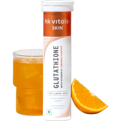 HK Vitals Skin Glutathione (Lemon, 15 Effervescent Tablets) | L-Glutathione Tablets with Vitamin C and E | For Skin Glow and Hydration image