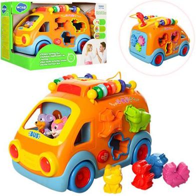 Hola 988 Baby Toys Innovative Vehicle Happy Bus Toy With Music and Light and Blocks Kids Early Learning Educational Toy Gifts -132242698 image