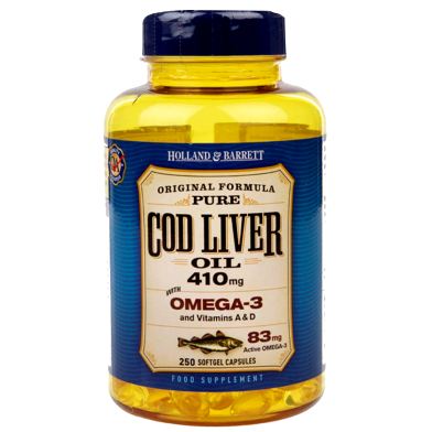 Holland And Barrett Cod Liver Oil 410 mg - 250 Capsules image