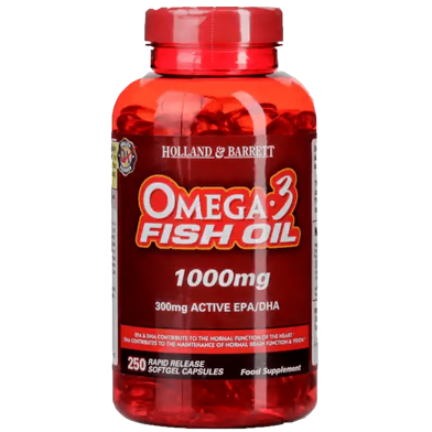 Holland And Barrett Omega 3 Fish Oil Concentrate 1000mg - 250 Capsules image