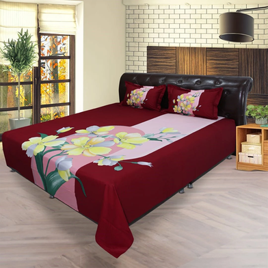 HomeTex Bed Sheet Musk Maroon RTP image