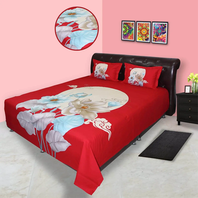 Hometex Bed Sheet Red Lili RTP image