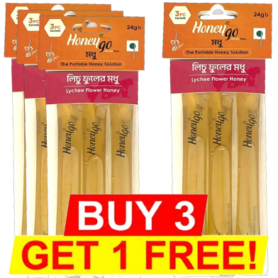 HoneyGo Lychee Strip Honey 24 gm ( Buy 3 Get FREE) image