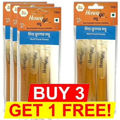 HoneyGo Multi Floral Strip Honey 24 gm ( Buy 3 Get 1 Strip FREE) image