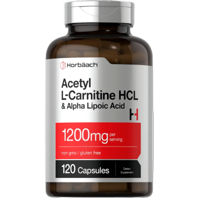 Horbaach Acetyl Lcarnitine HCl and Alpha Lipoic Acid 1200mg 120 Capsules - X003K2F5LZ image