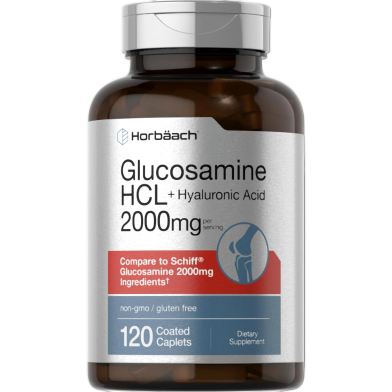Horbäach Glucosamine Hcl Plus Hyaluronic Acid 2000mg 120 Coated Caplets - X0046wzf6d image