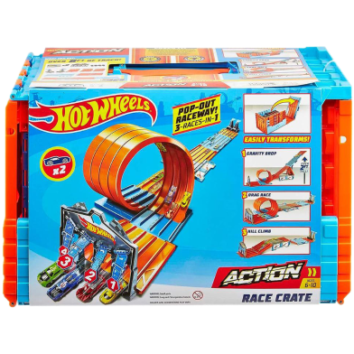 Hot Wheels Toy Car Track Set 2 Cars in 1:64 Scale image