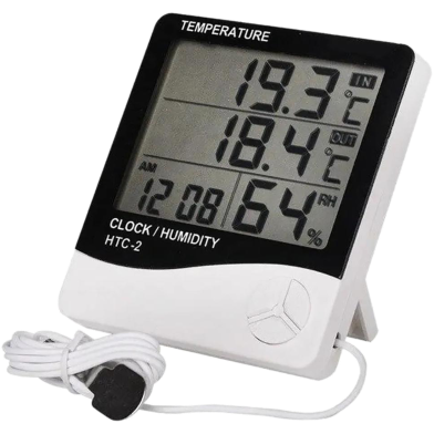 Htc-2 Digital Indoor/Outdoor Thermo-Hygrometer Temperature Humidity Meter With Time/Clock Home image