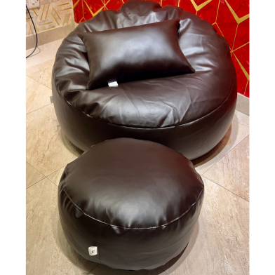 HugBag Faux Leather Giant Roll 3 Pcs Combo Bean Bag Brown Standard - Agr3cbr image