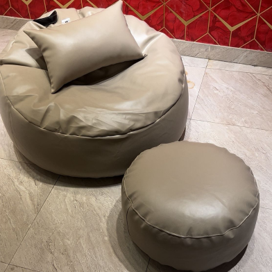 HugBag Faux Leather Giant Roll 3 Pcs Combo Bean Bag Off White Standard - Agr3cow image