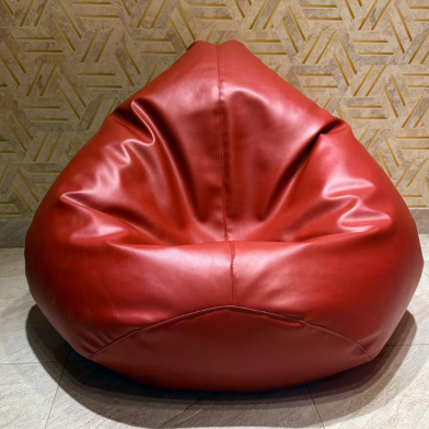 HugBag Faux Leather XXL Pear Shap Single Bean Bag Maroon -apl2mr image