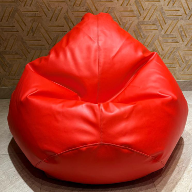 HugBag Faux Leather XXL Pear Shap Single Bean Bag Red -apl2rd image
