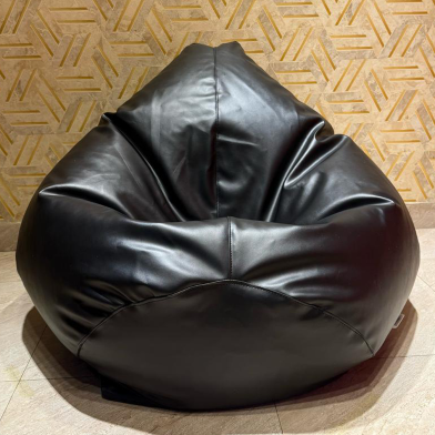 HugBag Faux Leather XXL Pear Shap Single Bean Bag Black -apl2bl image