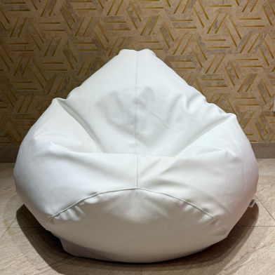 HugBag Faux Leather XXL Pear Shap Single Bean Bag White -apl2wh image