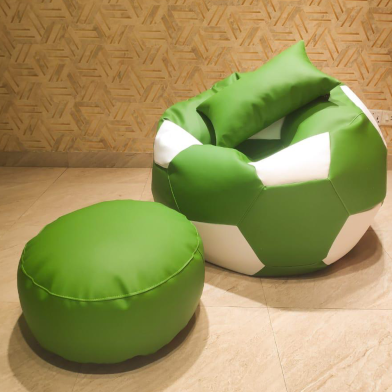 HugBag Faux Leather Xxl Football Shape 3pcs Combo Bean Bagbean Bag Green -afl2cgw image